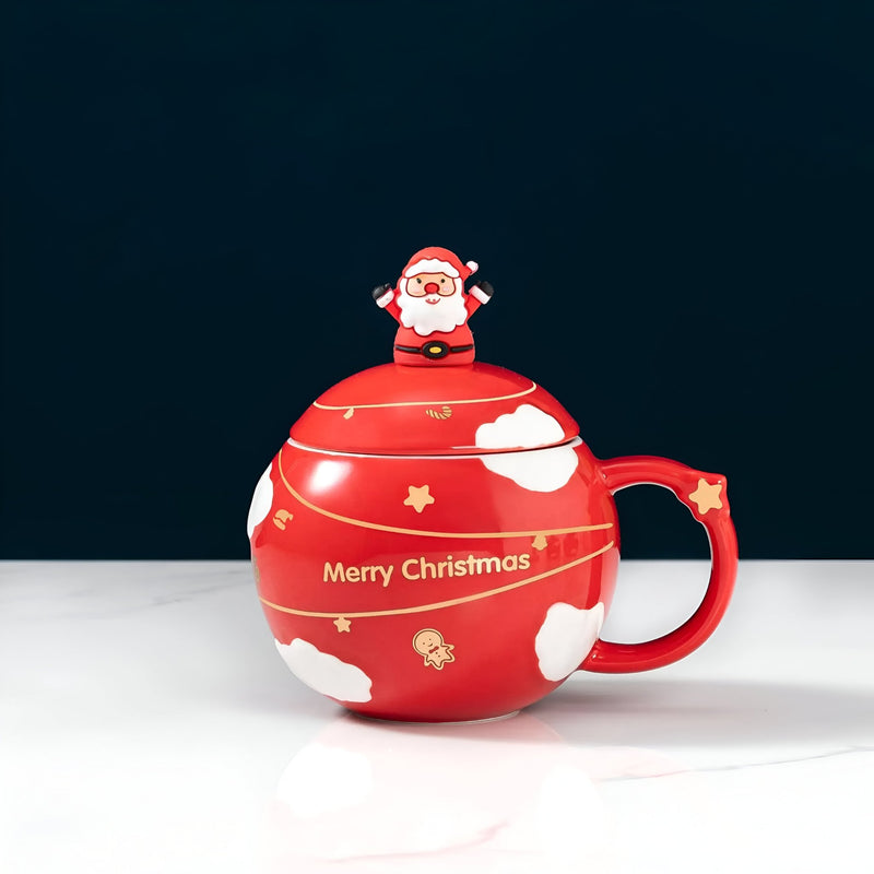 Christmas Santa Claus Mug With Matching Lid & Spoon - The House Of BLOC