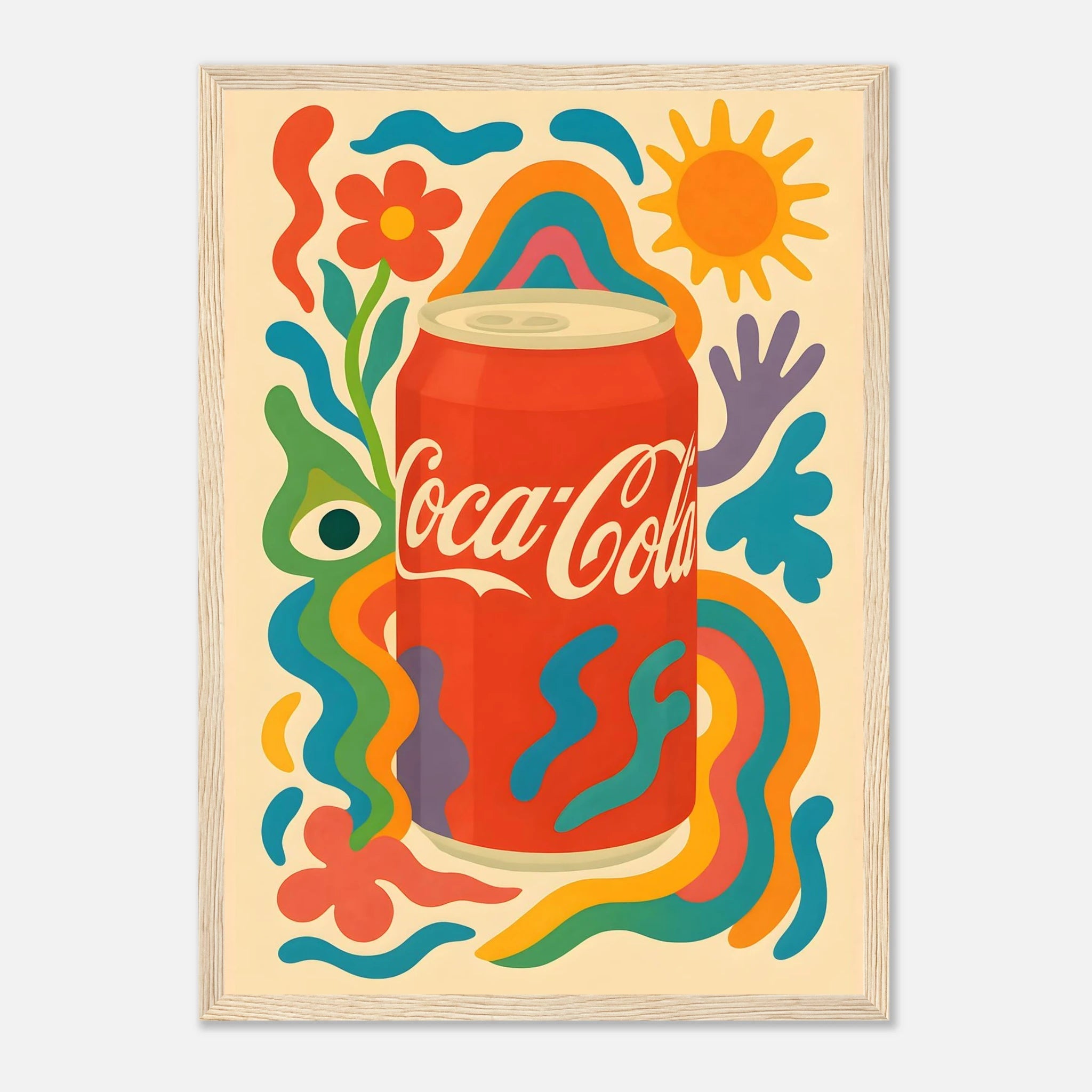 Coca - Cola Drink Illustration Poster - Premium Semi - Glossy Poster - Mounted Framed Poster - The House Of BLOC