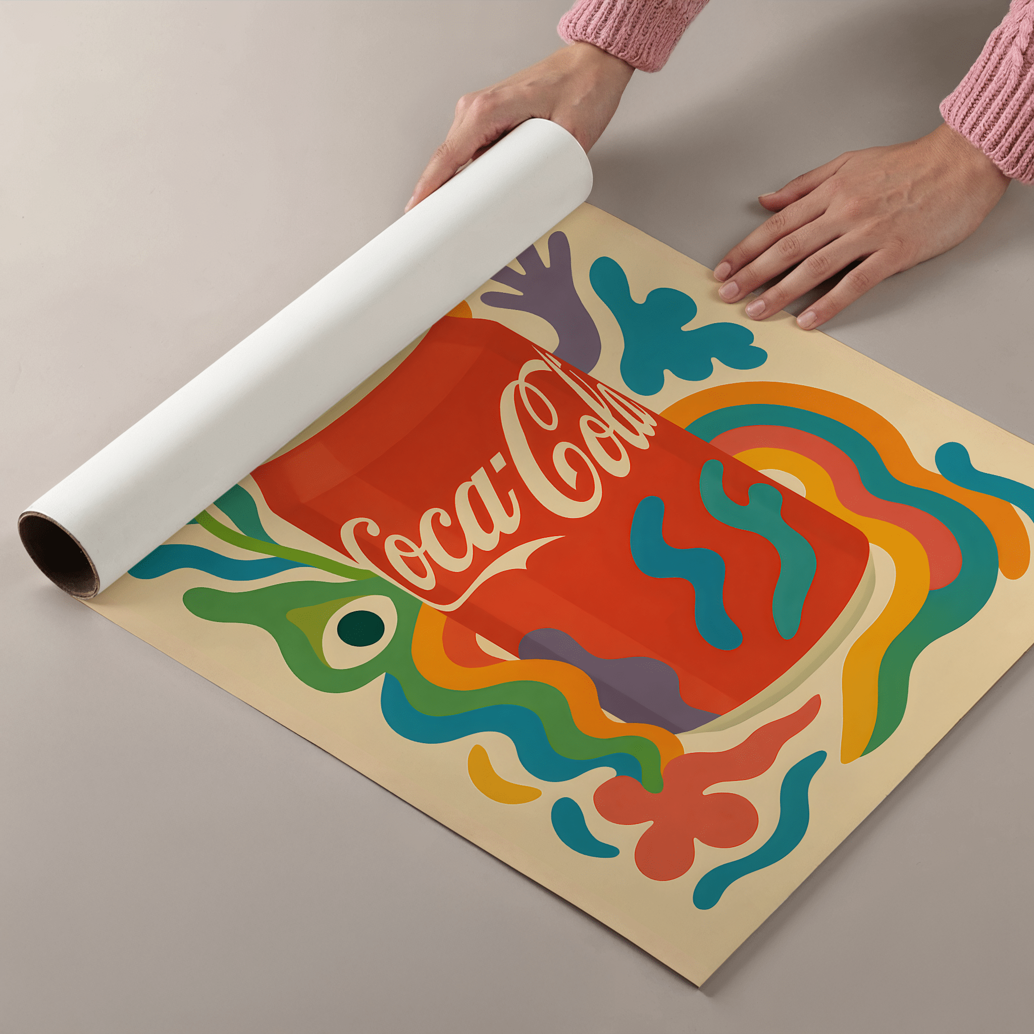 Coca - Cola Drink Illustration Poster - Premium Semi - Glossy Poster - Mounted Framed Poster - The House Of BLOC