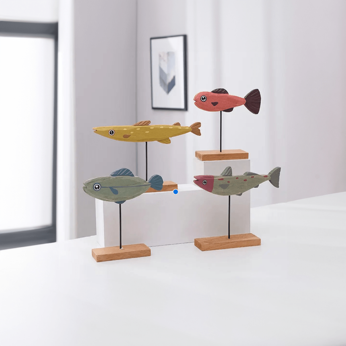 Colourful Abstract Wooden Fish Decoration - The House Of BLOC