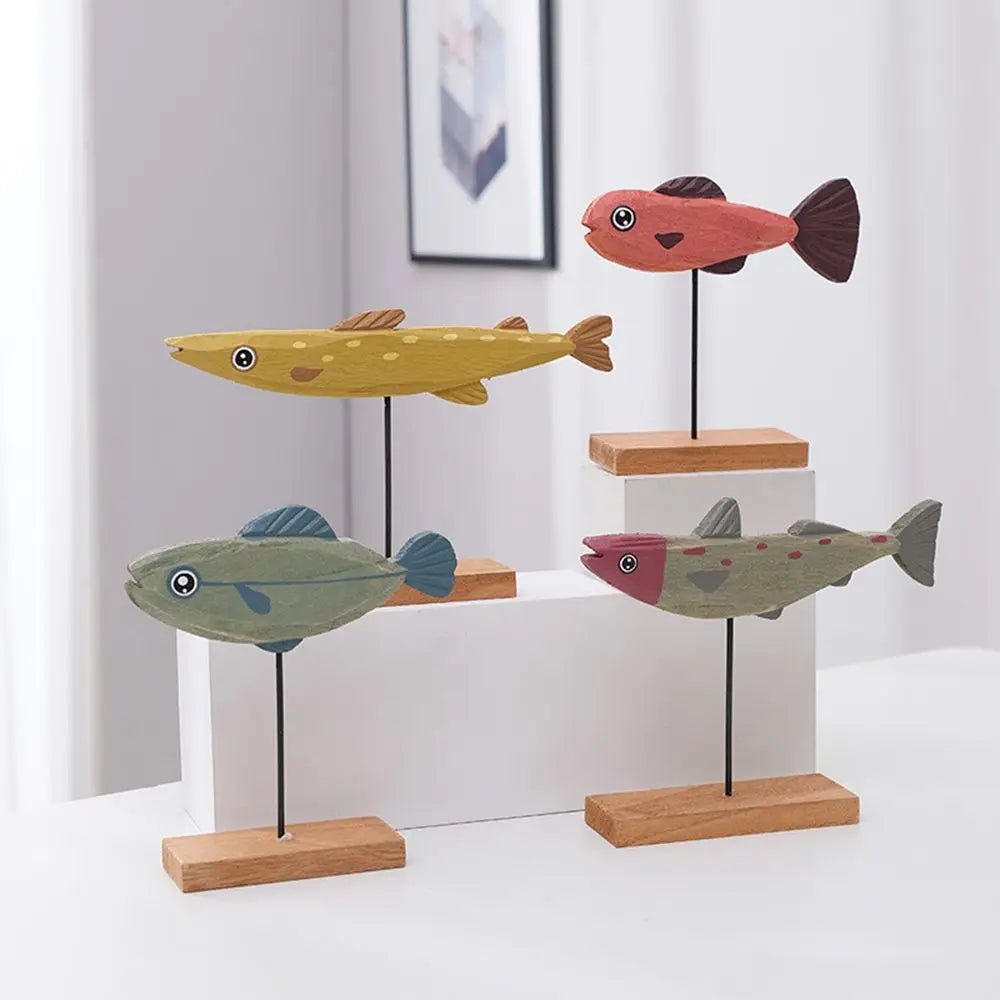 Colourful Abstract Wooden Fish Decoration - The House Of BLOC