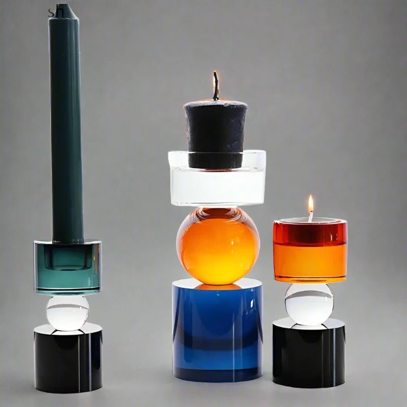 Colourful Geometric Crystal Candle Holder - The House Of BLOC