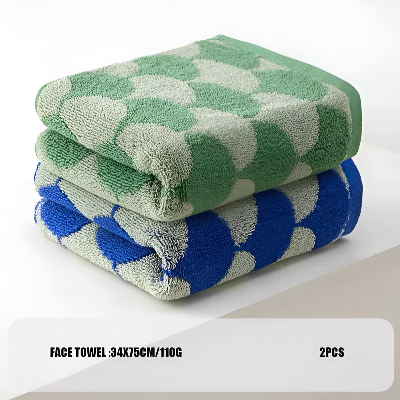 Cotton Jacquard Fan Pattern Towel Set - The House Of BLOC