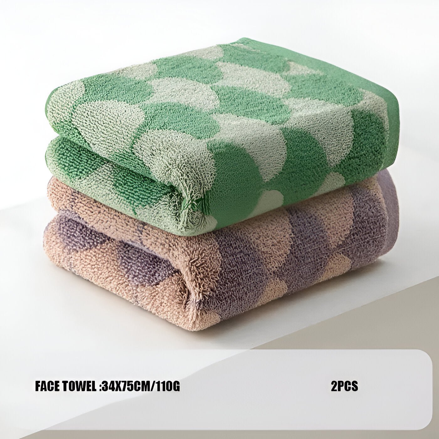 Cotton Jacquard Fan Pattern Towel Set - The House Of BLOC