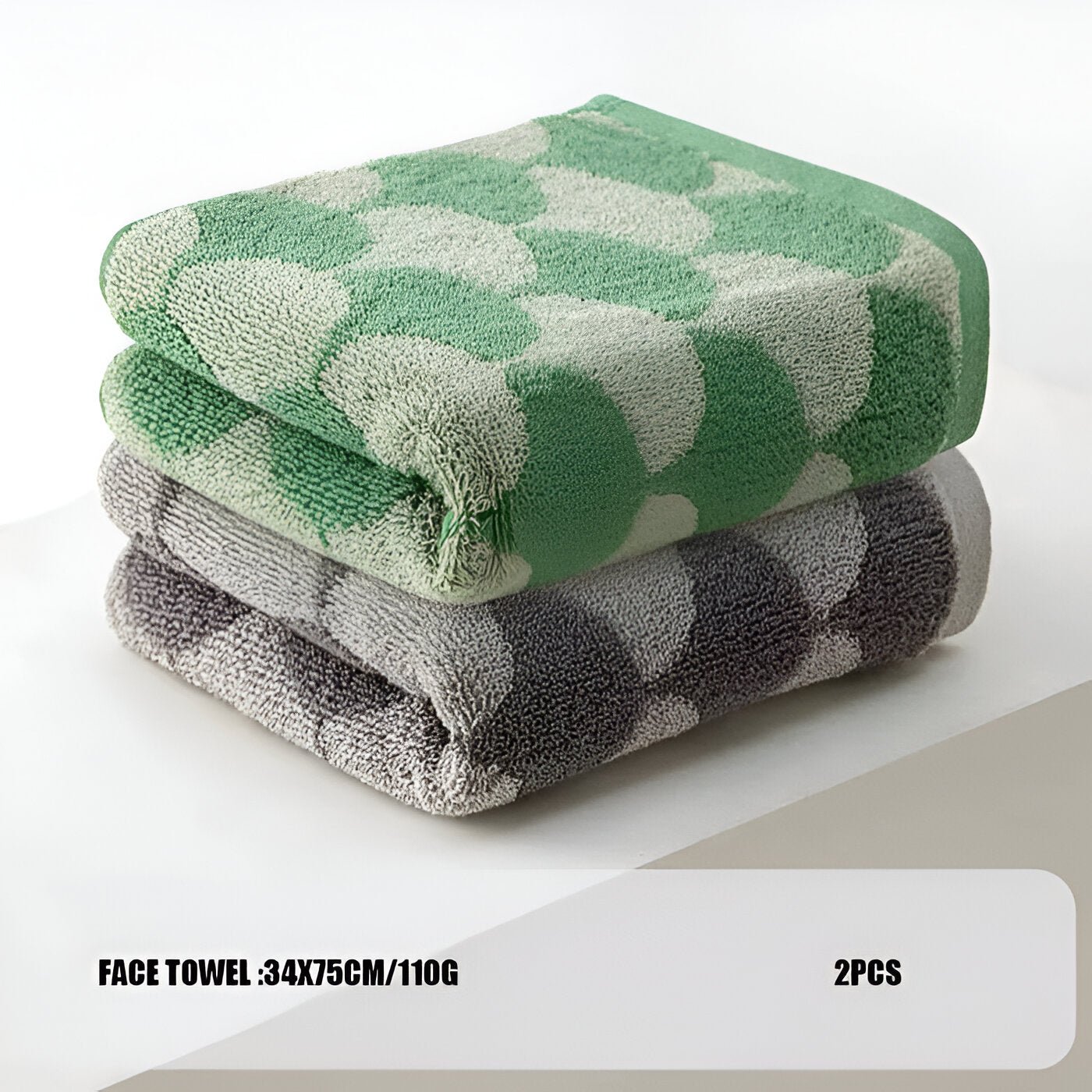 Cotton Jacquard Fan Pattern Towel Set - The House Of BLOC