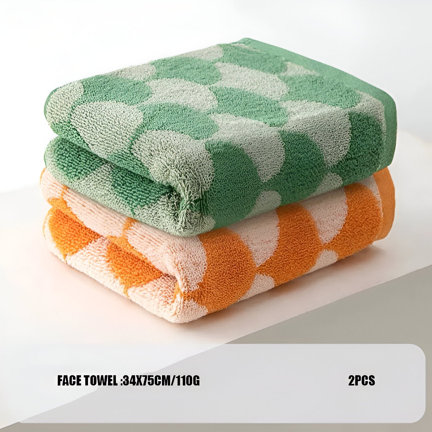 Cotton Jacquard Fan Pattern Towel Set - The House Of BLOC