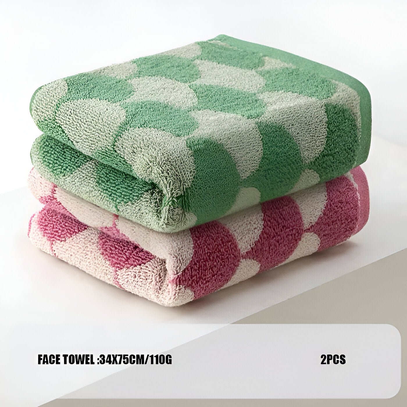 Cotton Jacquard Fan Pattern Towel Set - The House Of BLOC