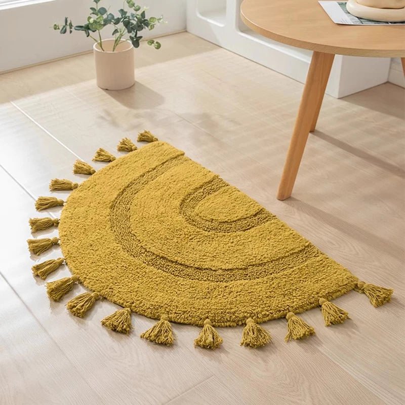 Cotton Rainbow Shape Tassel Rug - The House Of BLOC