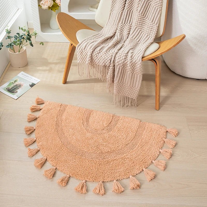 Cotton Rainbow Shape Tassel Rug - The House Of BLOC