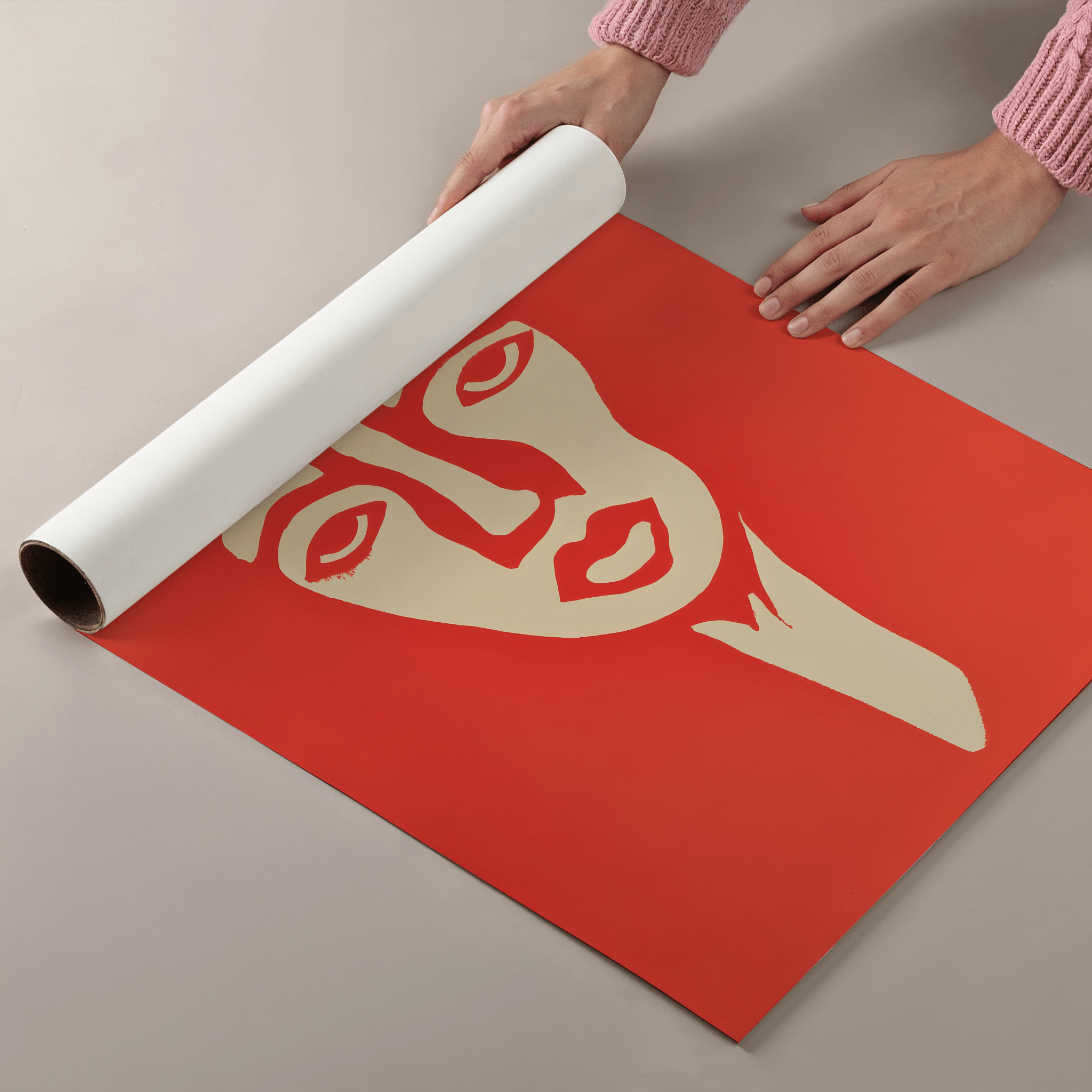Crimson Contour - Premium Semi - Glossy Poster - The House Of BLOC