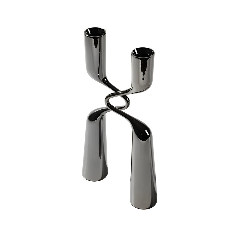 Crossed 'H' Shape Silver Candle Holder - The House Of BLOC