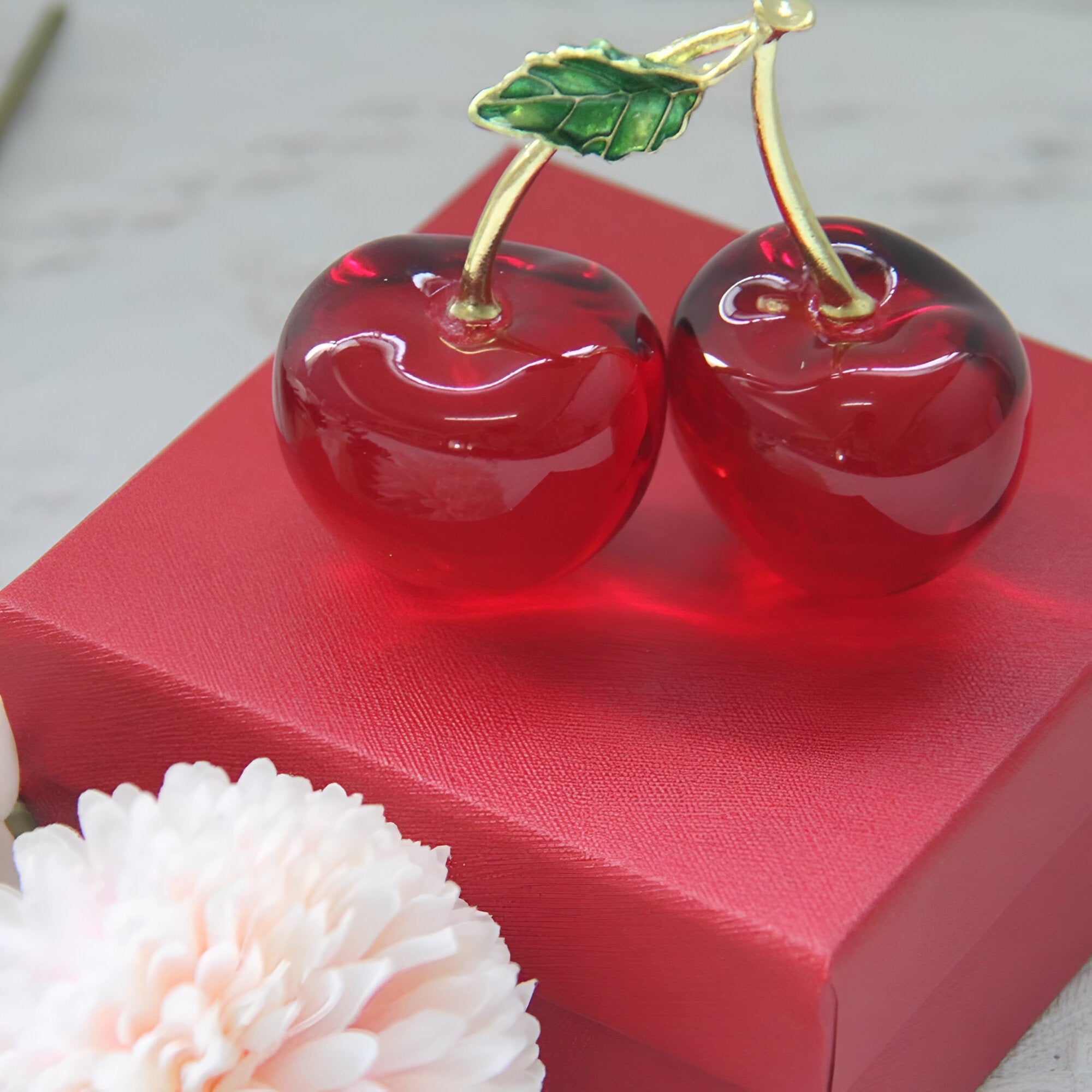 Crystal Red Cherry Glass Ornament - The House Of BLOC