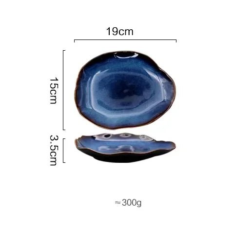 Deep Blue Irregular Ceramic Flat Plate - The House Of BLOC