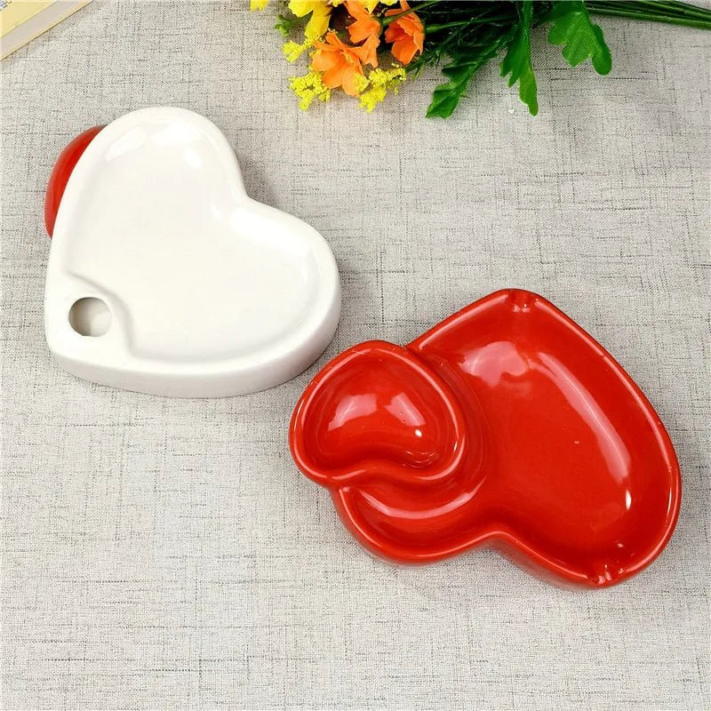 Double Heart Shaped Ceramic Ashtray - The House Of BLOC