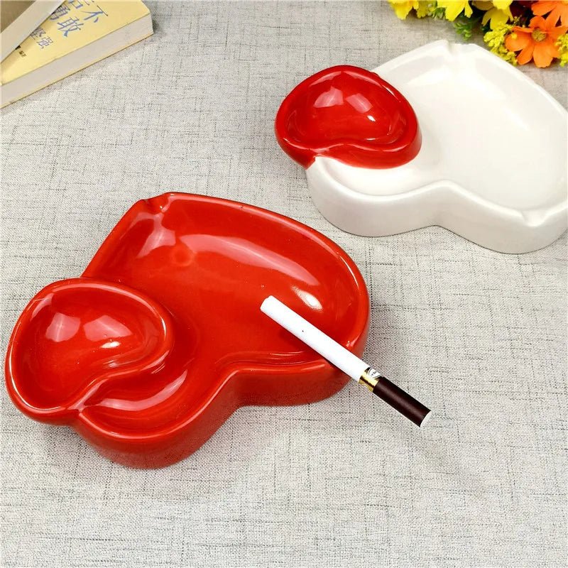 Double Heart Shaped Ceramic Ashtray - The House Of BLOC