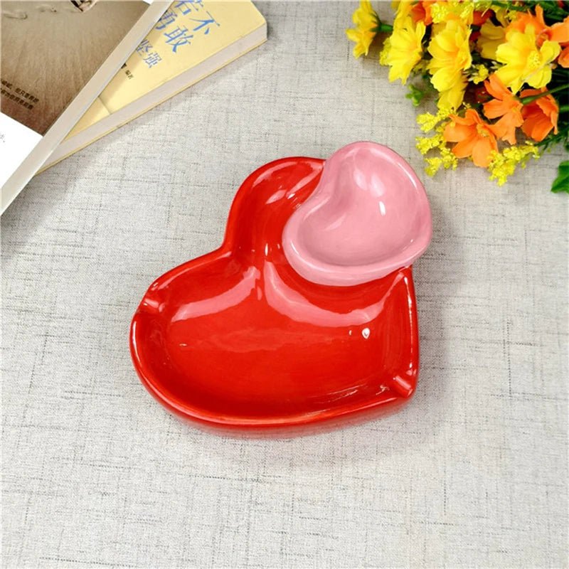 Double Heart Shaped Ceramic Ashtray - The House Of BLOC