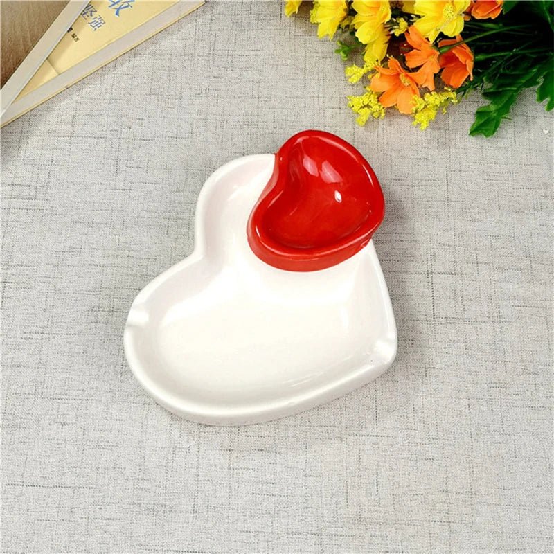 Double Heart Shaped Ceramic Ashtray - The House Of BLOC