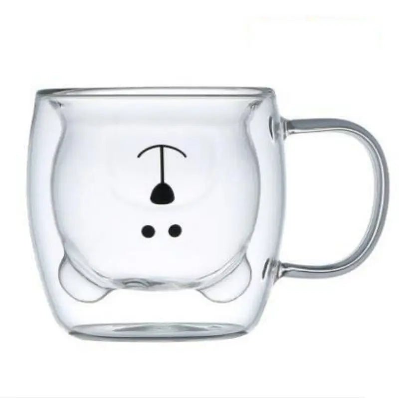 Double Wall Teddy Bear Glass Mug - The House Of BLOC