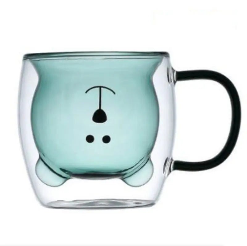 Double Wall Teddy Bear Glass Mug - The House Of BLOC