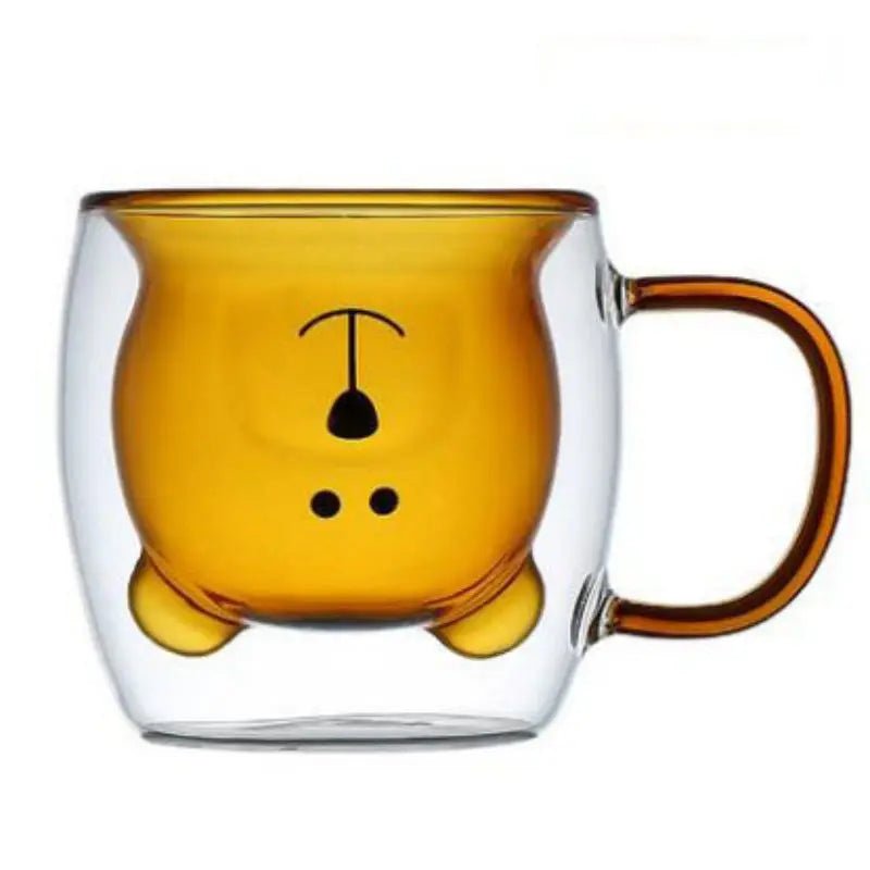 Double Wall Teddy Bear Glass Mug - The House Of BLOC