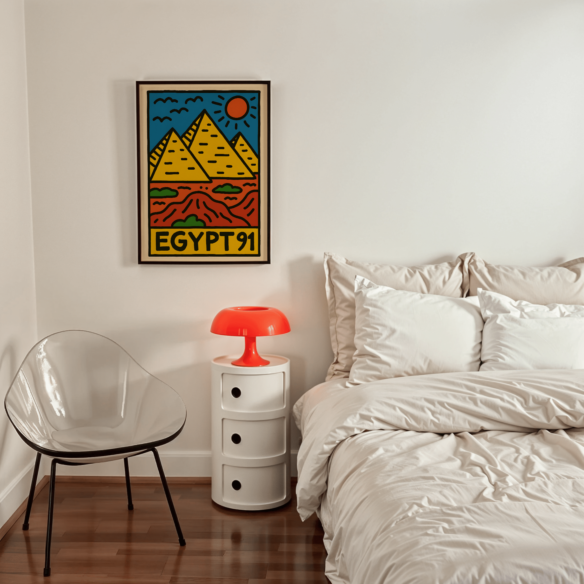 Egypt Pyramids Poster - Keith Haring Inspired - Premium Semi - Glossy Poster - The House Of BLOC