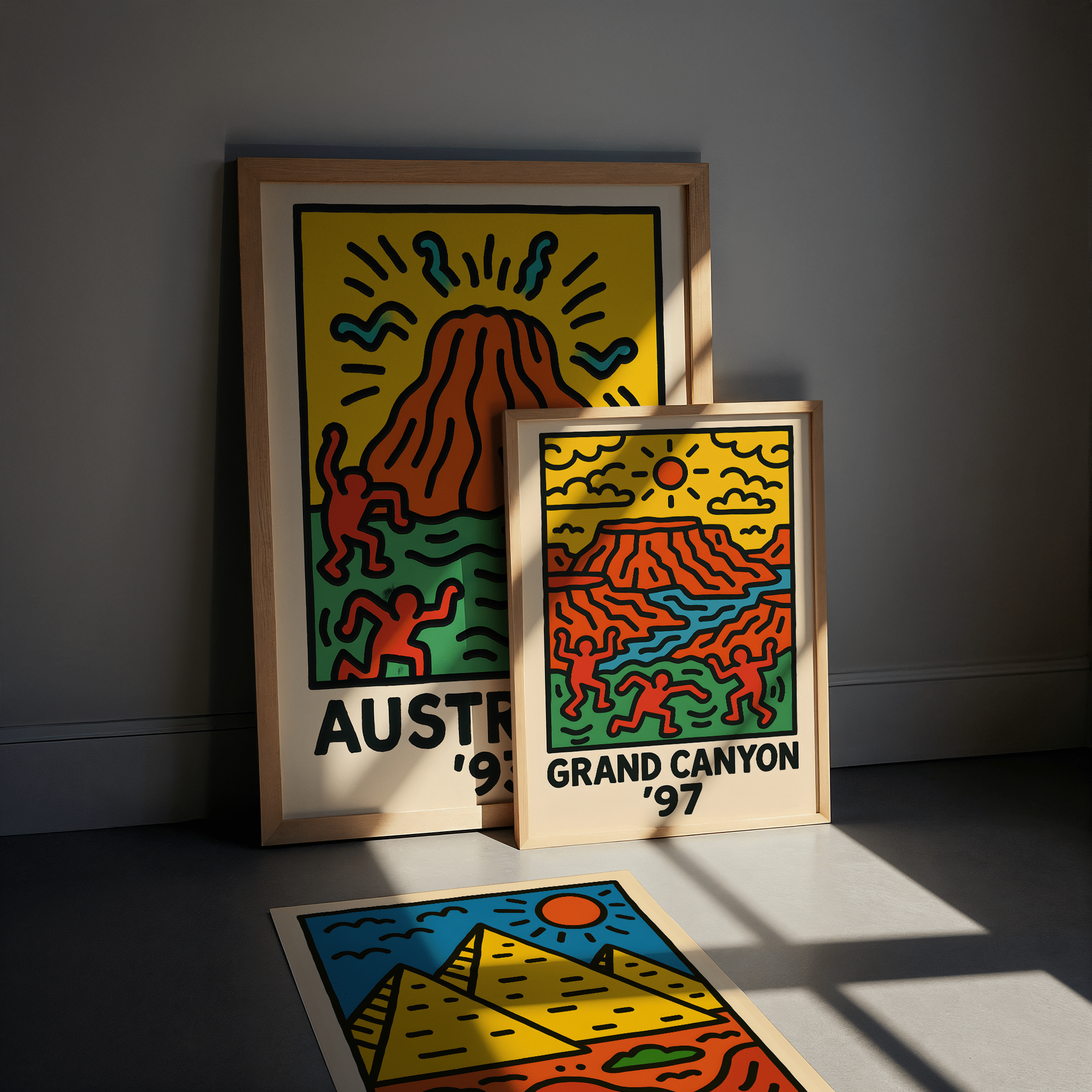 Egypt Pyramids Poster - Keith Haring Inspired - Premium Semi - Glossy Poster - The House Of BLOC