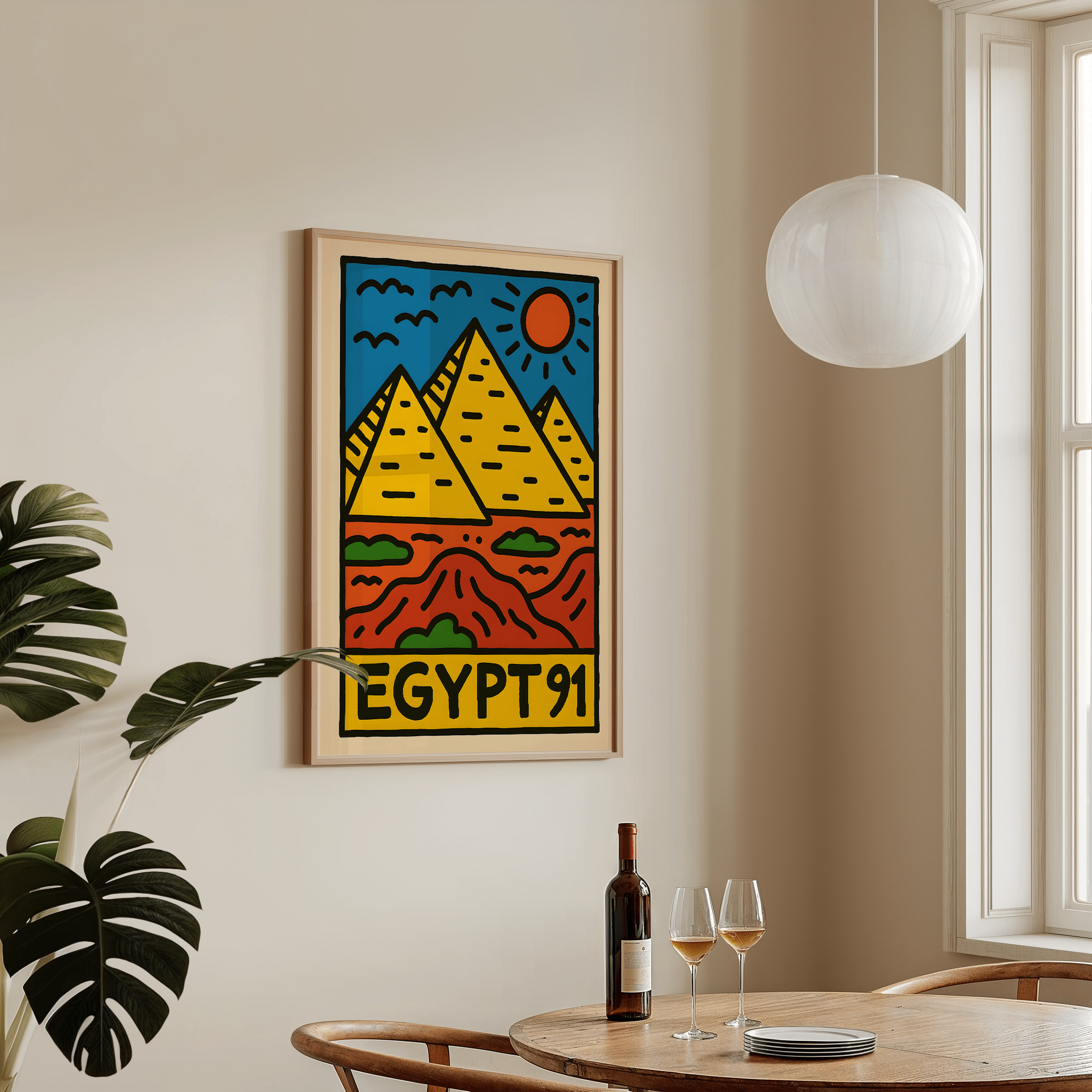 Egypt Pyramids Poster - Keith Haring Inspired - Premium Semi - Glossy Poster - The House Of BLOC