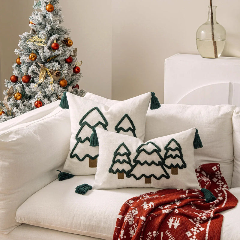 Embroidered Christmas Tree Cushion Cover - The House Of BLOC