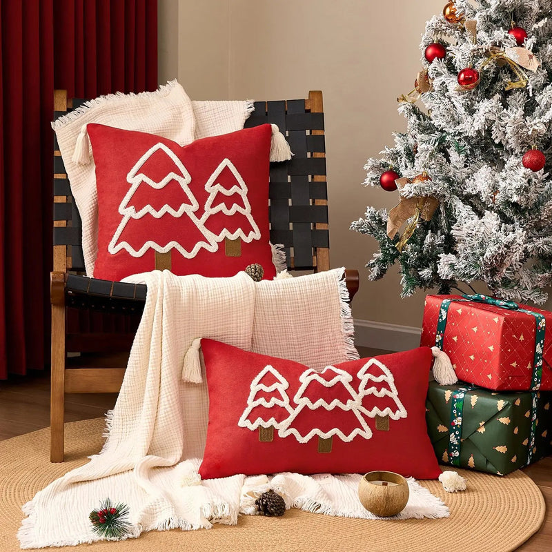 Embroidered Christmas Tree Cushion Cover - The House Of BLOC