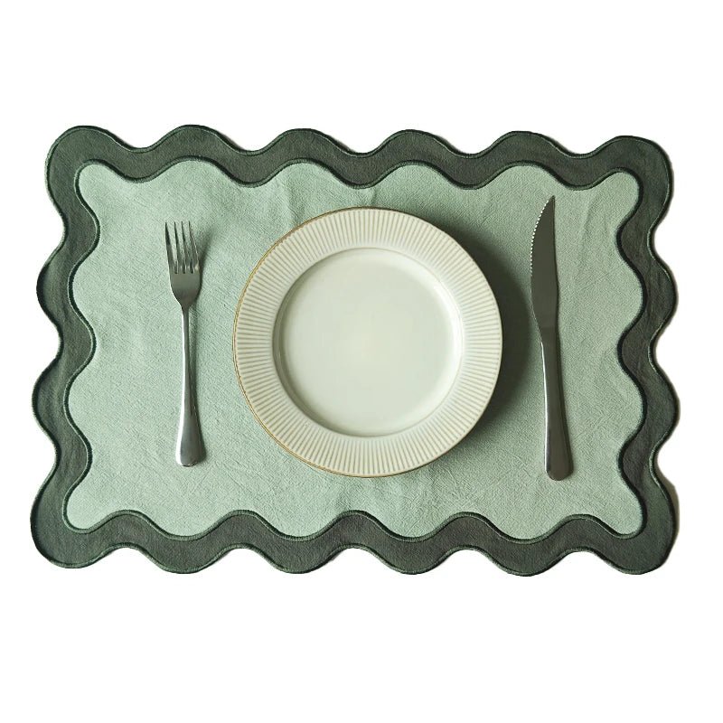 Embroidered Cotton Wavy Edged Placemat - The House Of BLOC