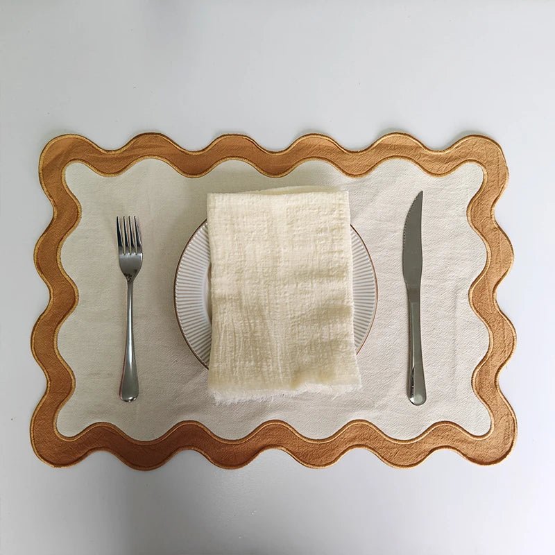 Embroidered Cotton Wavy Edged Placemat - The House Of BLOC