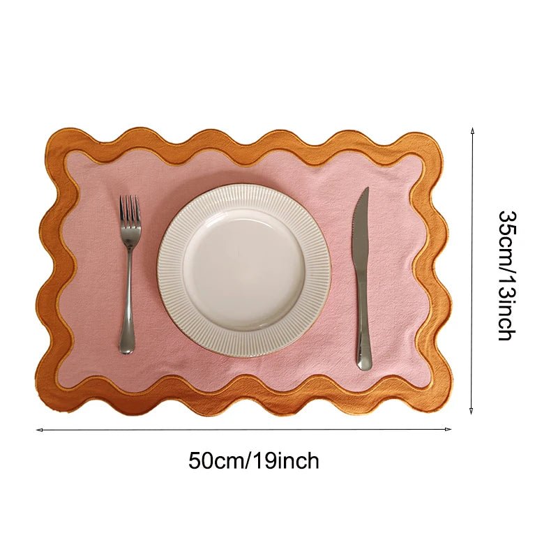 Embroidered Cotton Wavy Edged Placemat - The House Of BLOC