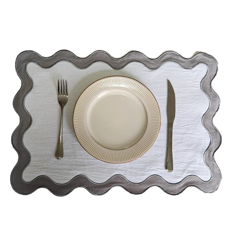 Embroidered Cotton Wavy Edged Placemat - The House Of BLOC