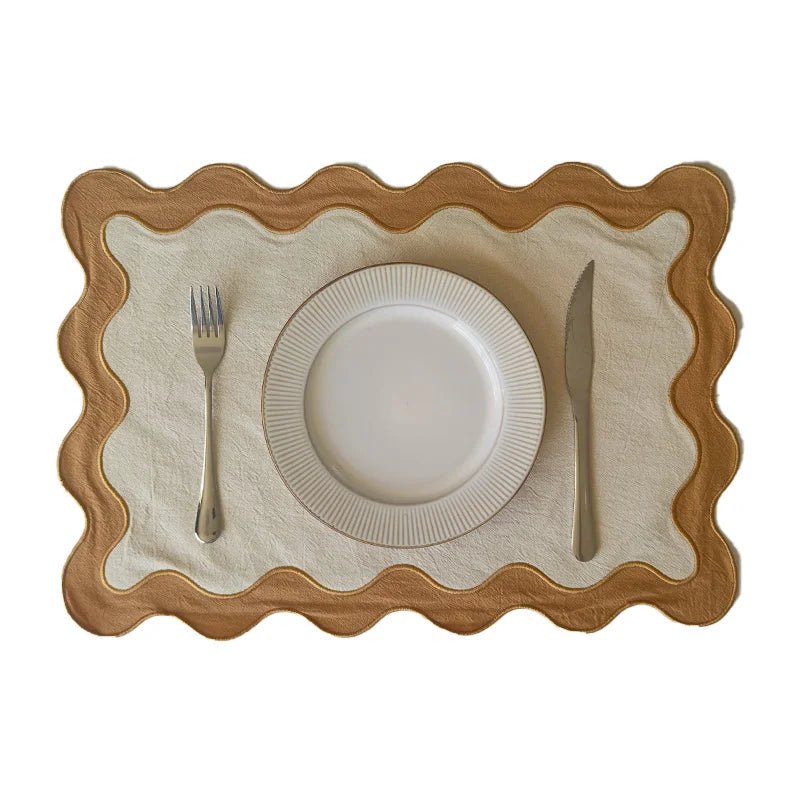 Embroidered Cotton Wavy Edged Placemat - The House Of BLOC