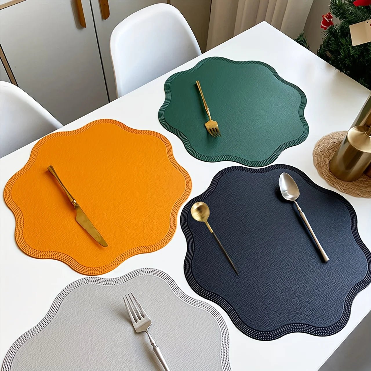 Faux Leather Flower Shaped Table Mats - The House Of BLOC