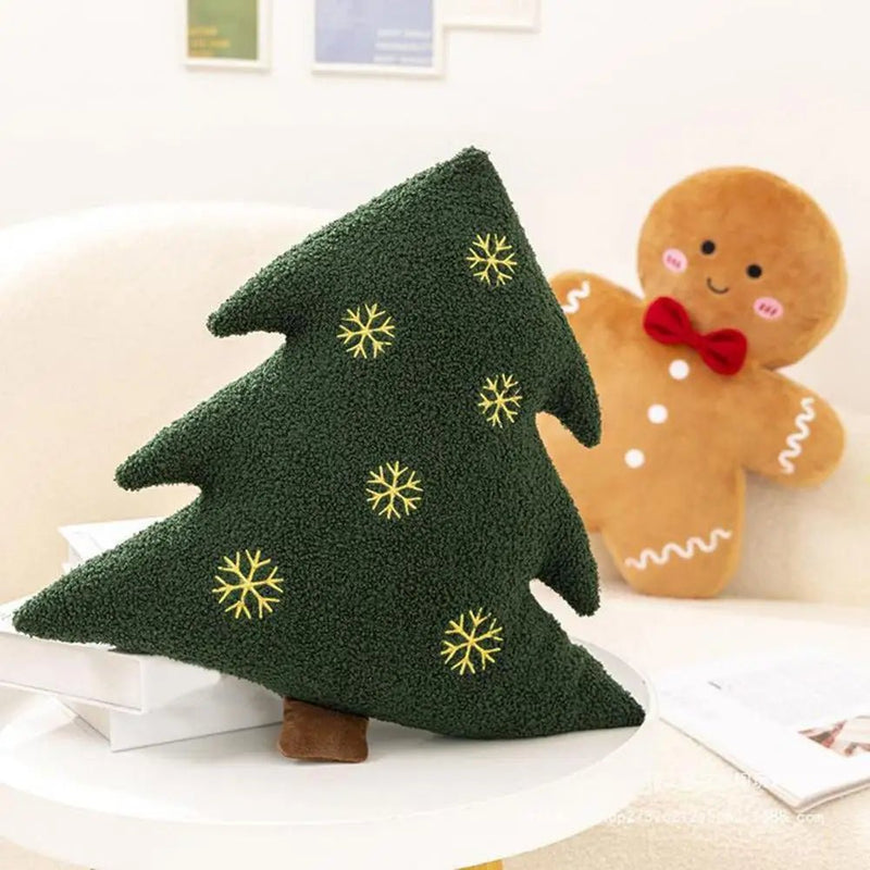 Festive Christmas Tree & Gingerbread Man Cushion - The House Of BLOC