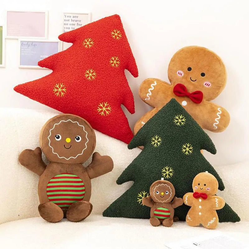 Festive Christmas Tree & Gingerbread Man Cushion - The House Of BLOC