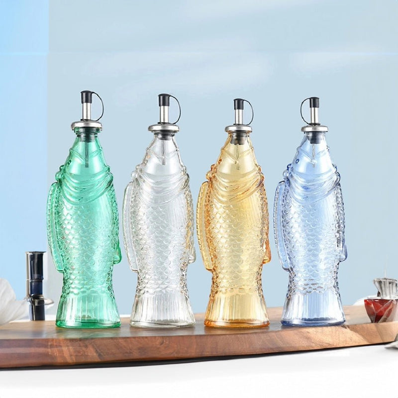 Fish Shape Glass Oil Bottle - The House Of BLOC