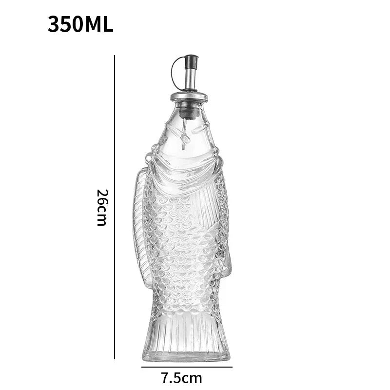 Fish Shape Glass Oil Bottle - The House Of BLOC