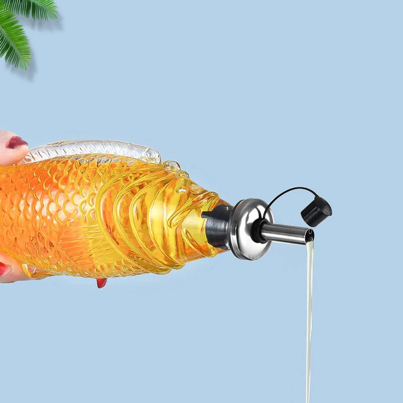 Fish Shape Glass Oil Bottle - The House Of BLOC