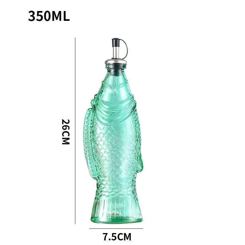 Fish Shape Glass Oil Bottle - The House Of BLOC