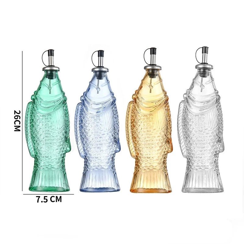 Fish Shape Glass Oil Bottle - The House Of BLOC