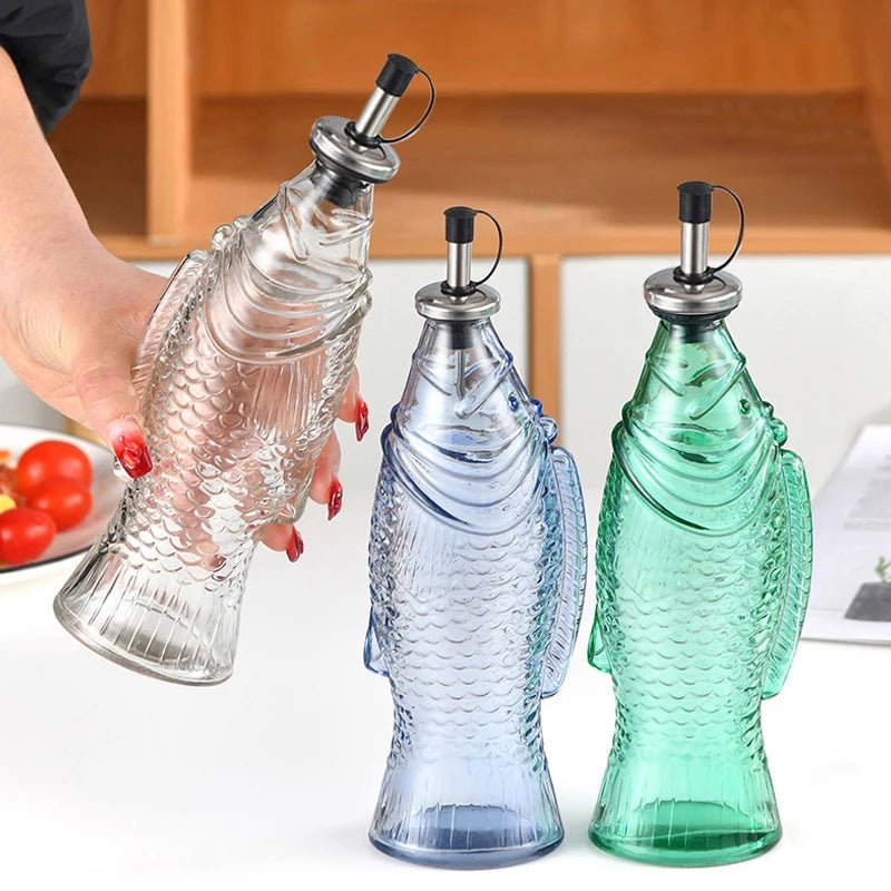 Fish Shape Glass Oil Bottle - The House Of BLOC