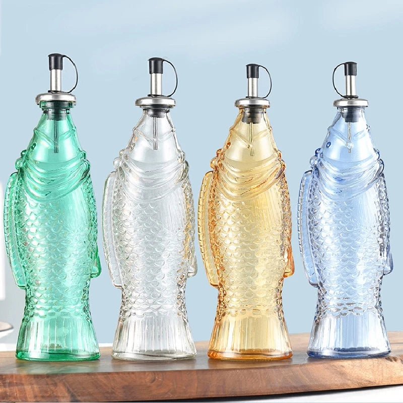 Fish Shape Glass Oil Bottle - The House Of BLOC