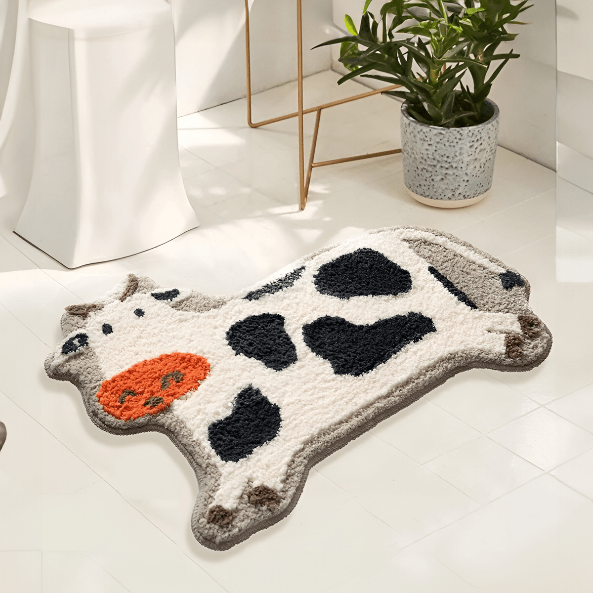 Fluffy Cow Shape Bathroom Mat - The House Of BLOC