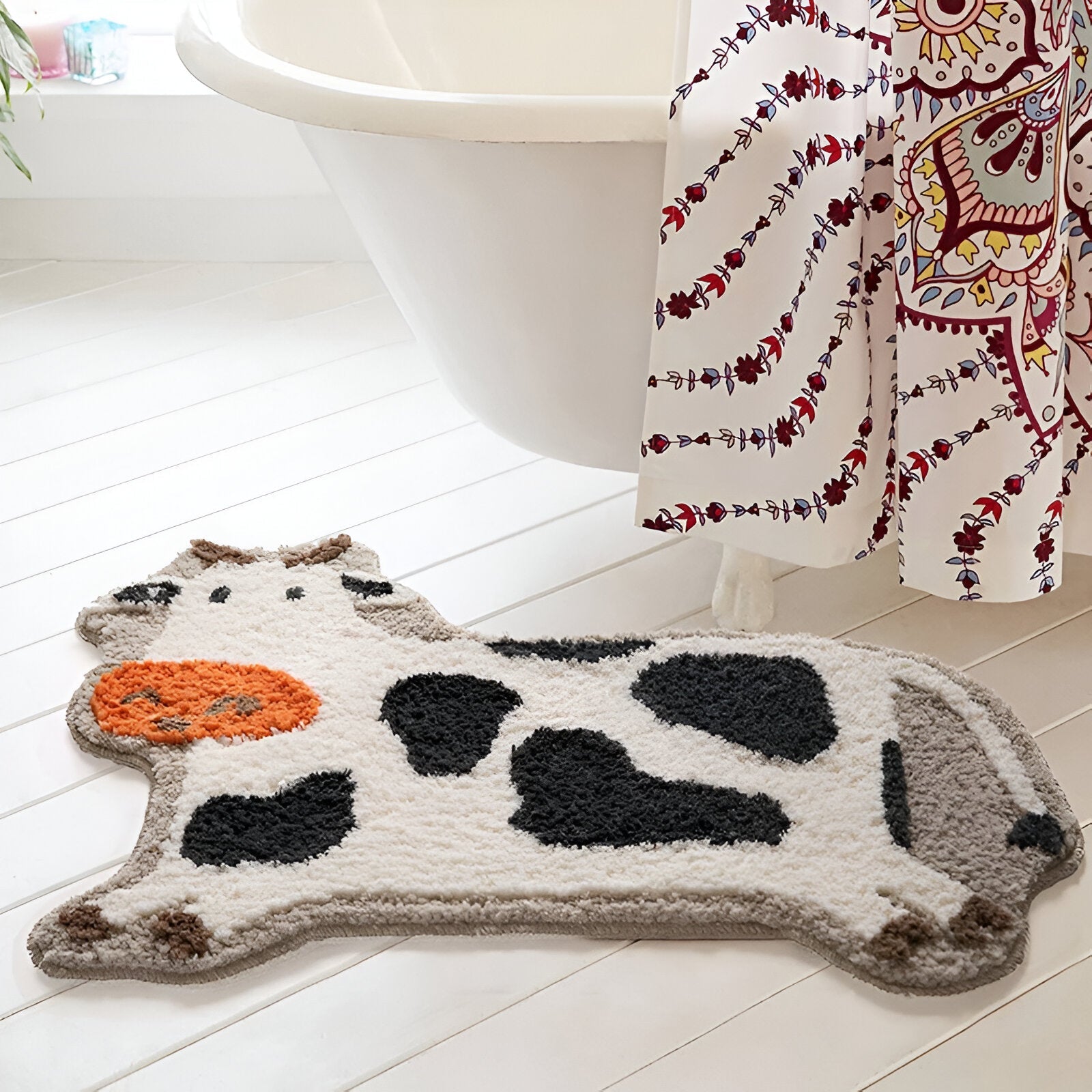 Fluffy Cow Shape Bathroom Mat - The House Of BLOC