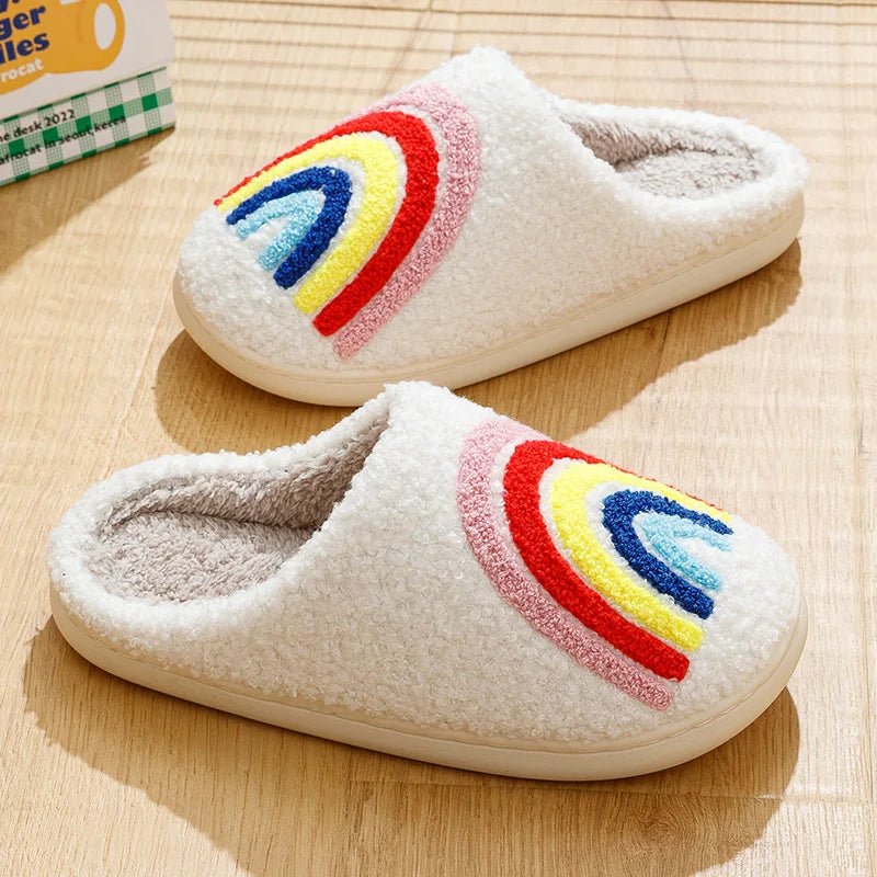 Fluffy Rainbow Home Slippers - The House Of BLOC