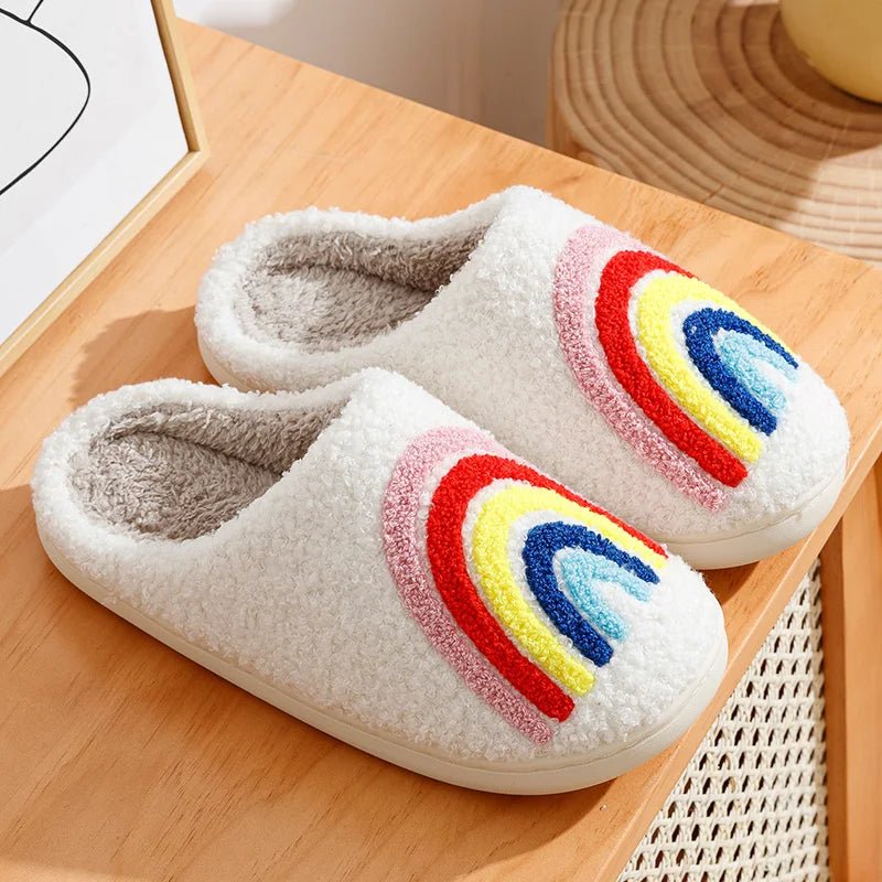 Fluffy Rainbow Home Slippers - The House Of BLOC