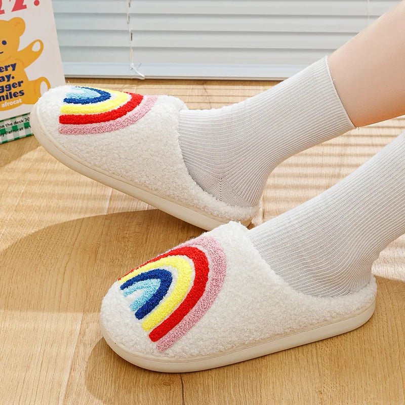 Fluffy Rainbow Home Slippers - The House Of BLOC