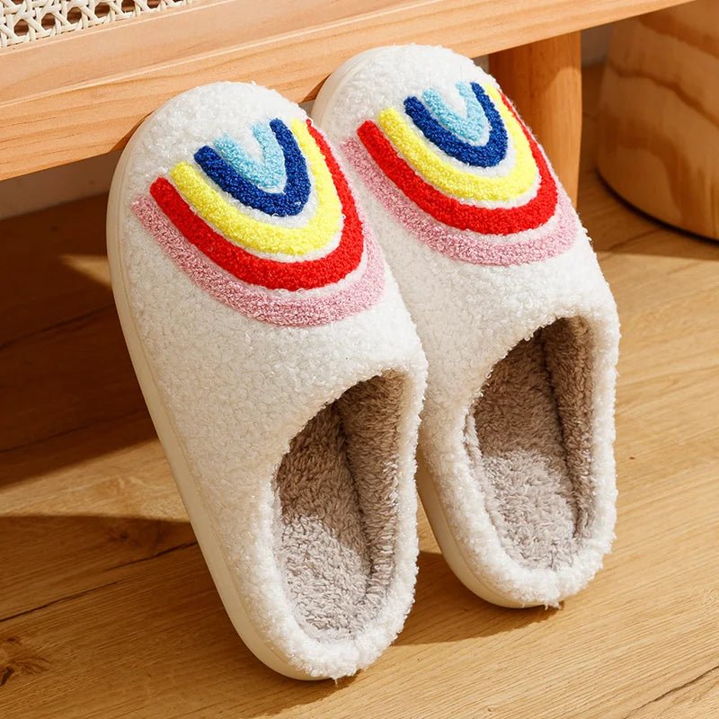 Fluffy Rainbow Home Slippers - The House Of BLOC